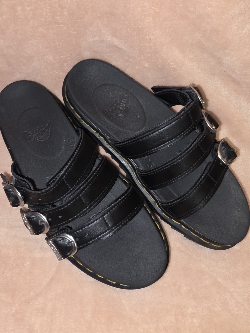 Dr. Martens Black Leather Buckle Sandals